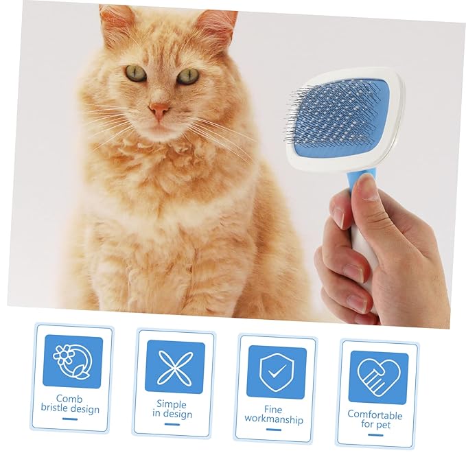 Kisangel 1Pc Pet Massage Comb for Cats Detangling Tool with Protective Tips for Grooming Removing Dead Hair Safe Design for Daily Use Bath Random