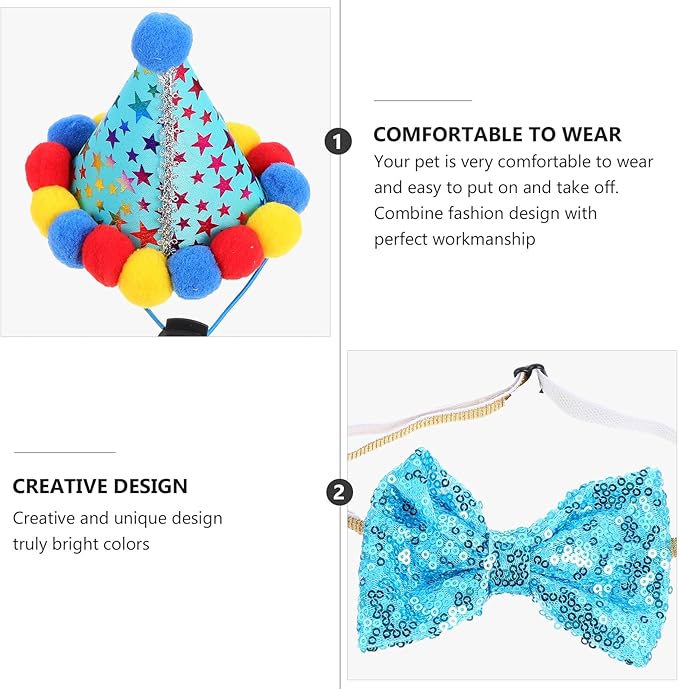 Tofficu Dog Birthday Bandana and Hat Set for Pets Blue Cotton Scarf with Birthday Hat Dog Party Decoration Supplies Celebration
