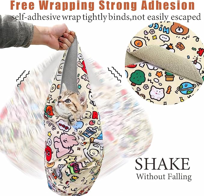27.6‘’ Cat Grooming Wrap, Self-Adhesive Cat Wrap for Cutting Nails, Calming Cat Burrito Wrap Cat Swaddle Wrap Anti-Scratch Anti-Escape Cat Restraint for Nail Clipping, Medicine, Teeth Brushing