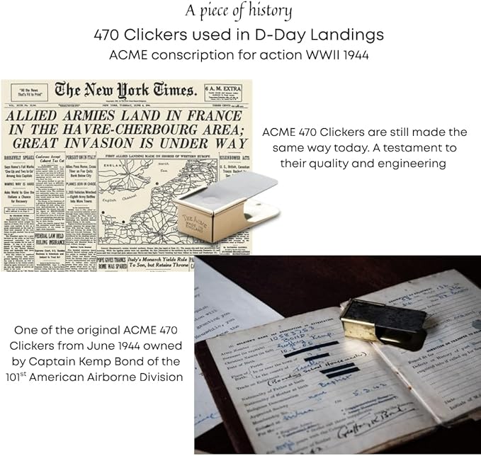 ACME Genuine 470 Dog Training Clicker Cricket - Positive Reinforcement, Loud & Reliable, WWII D-Day Paratrooper Memorabilia. Made in The UK. Solid Brass with a Polished Brass Finish