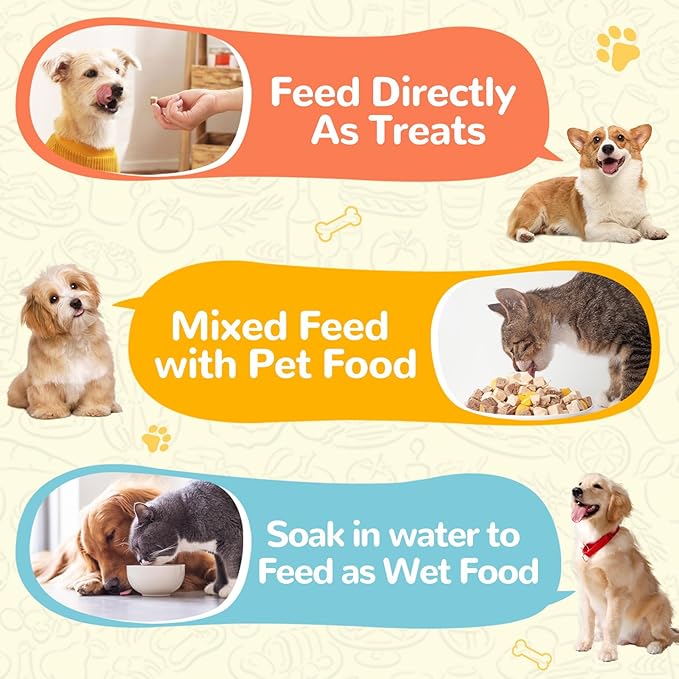 PAWUP Freeze Dried Salmon Cat Treats, Freeze Dried Chicken Heart Pet Treats, High Protein Freeze-Dried Pet Food for Dogs, Cats, Fresh Ingredient