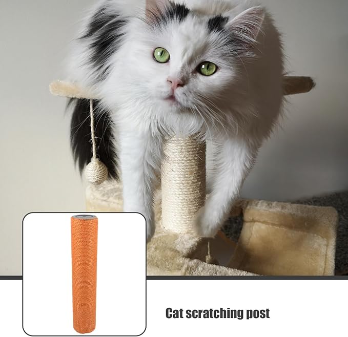 POPETPOP Cat Scratch Post Replacement Rope for Indoor Cats Scratching Post Sturdy Base for Furniture and Playtime Height