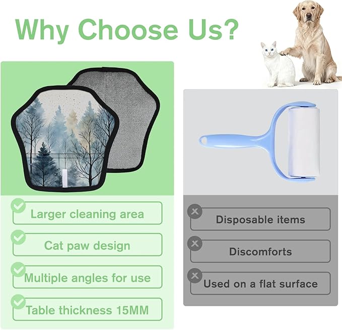 Misty Forest Electrostatic Pet Hair Removal Glove for Cats & Dogs - Reusable Grooming Mitt for Couch, Carpet, Car Seat & Laundry - Large 9x9 Inch
