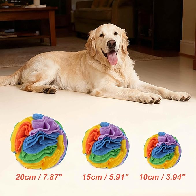 Snuffle Ball for Dogs, Designed for Small Breeds and Puppies, Interactive Dog Toys, Keeps Pet Busy with Storage Bag Machine Washable, Colorful, Medium