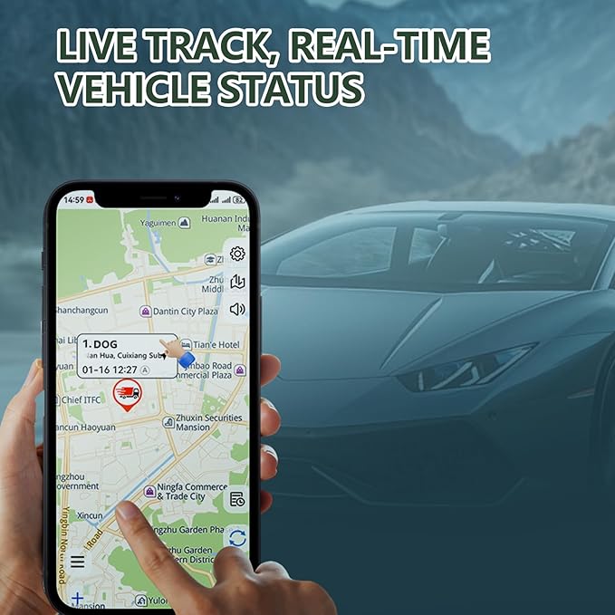 No Monthly Fee GPS Tracker for Dogs, Cats & Items – Remote Audible Alarm, 365-Day Battery Kit, IP67 Waterproof, Real-Time Tracking & History Playback, iOS/Android App