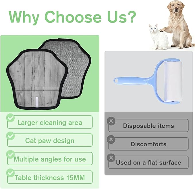 Reusable Pet Hair Removal Glove Wood Grain Magic Brush for Cat & Dog Hair Remover for Car, Sofa, Bedding, Clothes - 9x9 Mitt Washable
