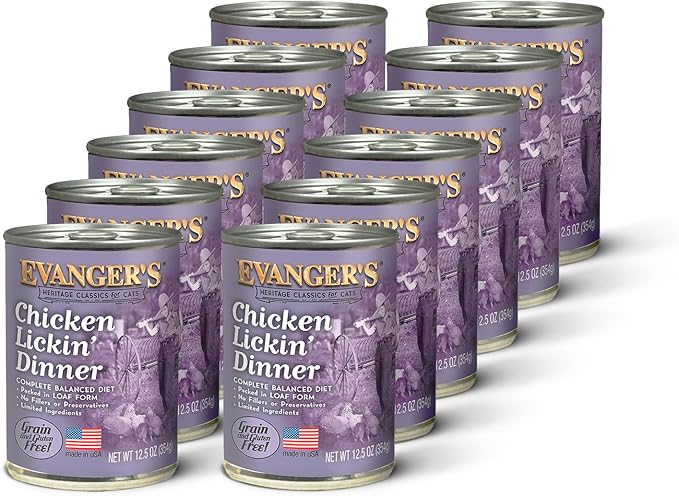 Evanger's Heritage Classics Chicken Lickin’ Dinner for Cats – 12 Pack, 12.5 oz Cans – Grain Free Loaf Style with Market Fresh Chicken – Limited Ingredient Wet Cat Food Character count