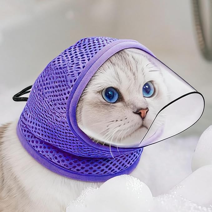 Cat Muzzle for Grooming - Adjustable Soft Face Cover, Anti Bite Cat Mouth Guard, Cats Grooming Muzzle Head Cover | Protection Restraint for Pet Chewing Biting Scratching Nail Trimming Costumes