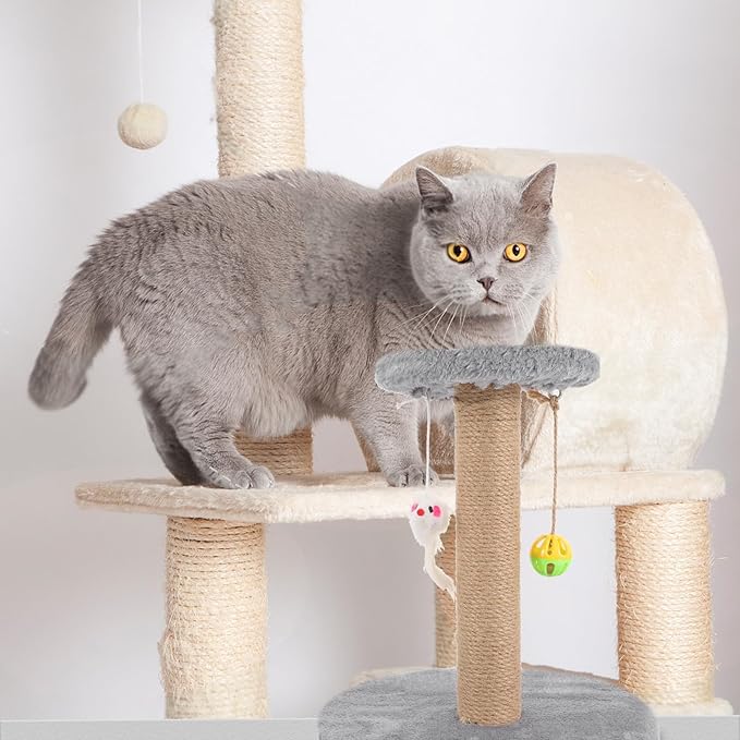 BESPORTBLE Multifunctional Small Cat Scratch Post with Sisal Rope Wear-Resistant Climbing Pole Indoor Cat Climber Tower for Kittens