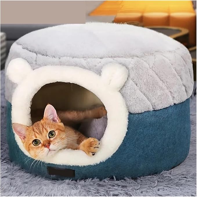 Cat Bed House Soft Plush Kennel Puppy Cushion Small Dogs Cats Nest Winter Warm Sleeping Pet Dog Bed Pet Mat Supplies(S 40x40x31cm)