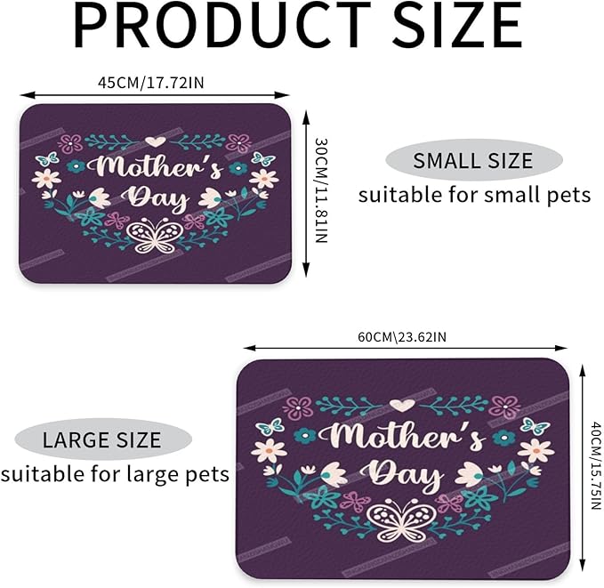 Pet Feeding Mat Absorbent Dog Mat for Food and Water Bowl Dog Accessories Happy Mother's Day Floral Gift for Mom Lm Pet Supplies Dogs Quick Dry Cat Water Dispenser Mats 18X12In