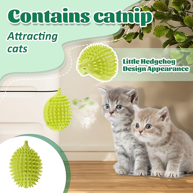 2Pcs Self Grooming Cat Brush, Hedgehog Shape Cat Corner Tickler, Cat Wall Brush, Wall Mount Corner Cat Face Scratcher, Cat Hair Brush Soft Silicone Corner Cat Grooming Brush for Indoor Use