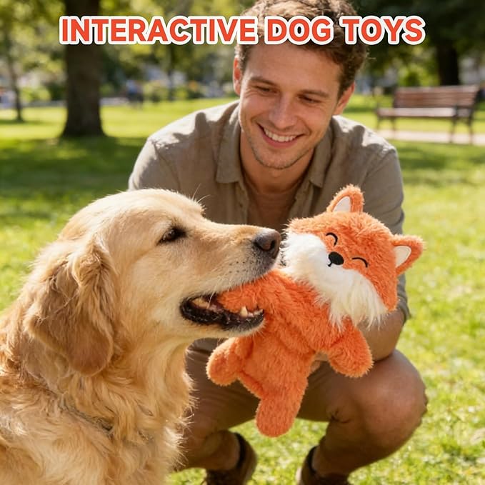 Mihachi No Stuffing Crinkle Dog Toys,2-in-1 Holds Water Bottles-Cruncher with Puncture Resistant Squeaker, Dog Squeak Toys Plush Dogs Chew Toy for Small Medium Large Breed Chewer, Fox