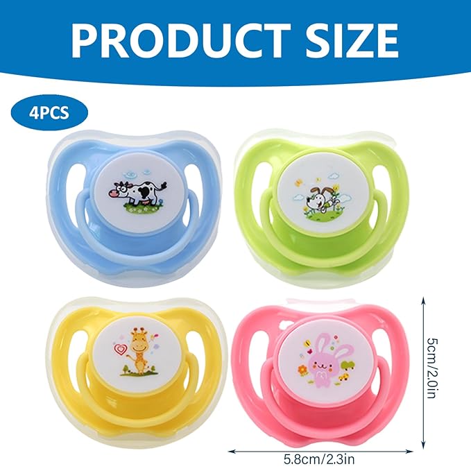 4Pcs Kitten Teething Toys, Food-Grade Safe Puppy Pacifier Teething Toys with Lid, Cute Chewable Kitten Pacifier Soothing Essential Pet Supplies Chew