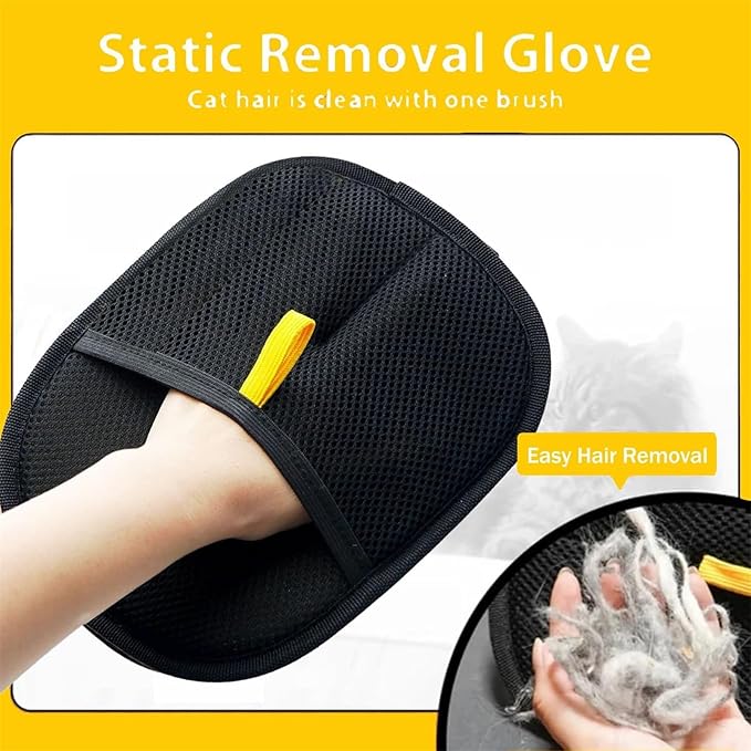 Electrostatic Pet Hair Removal Gloves for Cats, Dogs &Horses, Reusable &Washable for Furniture Couch Carpet Car Seats