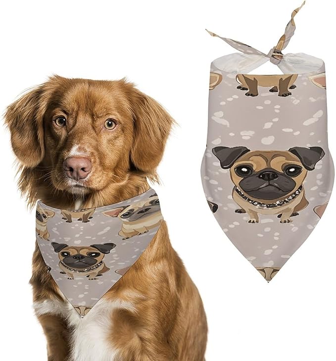 Dog Bandana Spring Pet Scarf Adjustable Triangle Cute Chihuahua Pug Pattern Printing Dog Bib Washable Polyester Puppy Bandana for Small Medium Large Dogs Cat Birthday Party Supplies