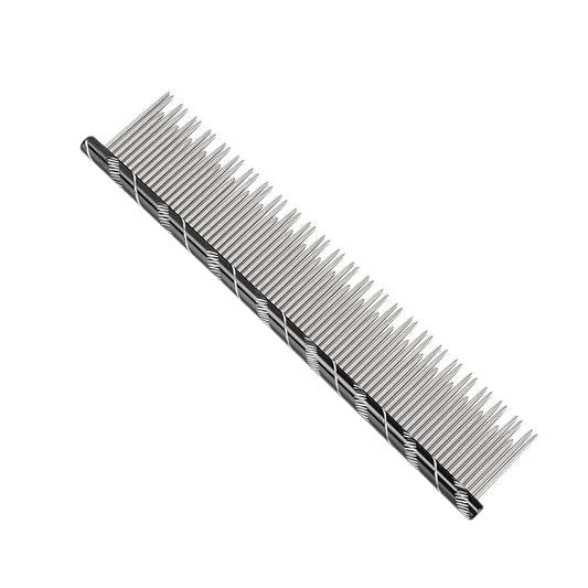 Pet Hair Removal Comb, Stainless Steel Cat Grooming Tool with Dual - Density Teeth, Open Knot Comb for Long and Short Haired Cats, Ergonomic Non - Slip Handle (Black)