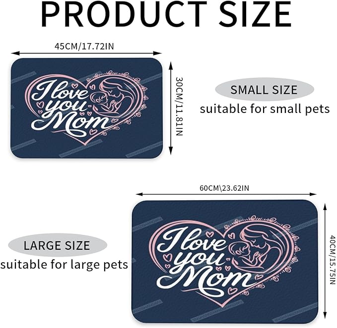 Dog Food Mat for Floors Absorbent Quick Drying Happy Mother's Day Floral Gift for Mom Km Pet Cat Food Mat Easy-to-Clean Pet Feeding Mats Dog Bowl Mats 24x16In