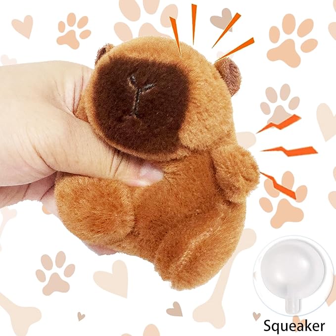 Dog Plush Toy with Squeak , Funny Capybara Stuffing Plush Dogs Chew Toy Bundle for Small Medium Large Dogs, Durable Chew Toy, Good for Dental Health Keep, Them Busy Best Birthday Gift (Capybara)