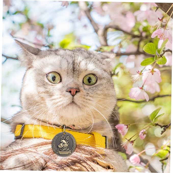 4pcs Vintage Metal Pet Hanging Pendants Retro Dog Collar Identity Tags Alloy Anti-Lost Labels for Large Shepherd Dogs in Pet Supplies
