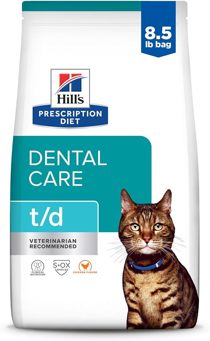 Hill's Prescription Diet t/d Dental Care Chicken Flavor Dry Cat Food, Veterinary Diet, 8.5 lb. Bag