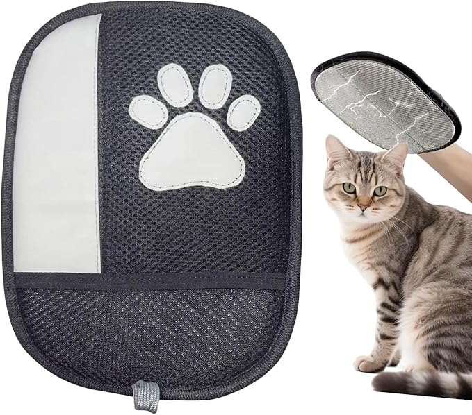 Pet Hair Remover Glove – Silicone Bristles Size, Flexible Grooming Mitt | Electrostatic Cleaning Mitt, Shedding Lint Catcher | for Furniture Carpet Couch Bedding and Auto Interior