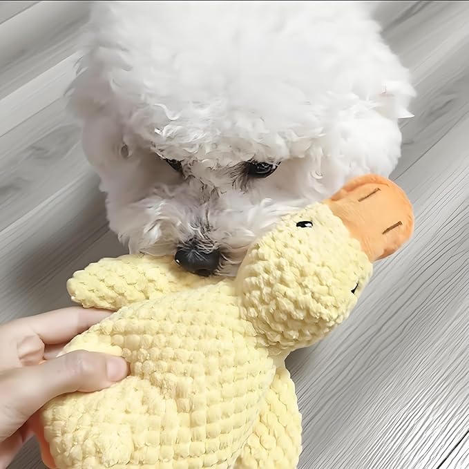 Interactive Calming Duck Chew Toy｜Squeaky Plush with Soothing Sounds - Designed for Dogs, Relieves Anxiety, Suitable for Cats & Dogs Indoors & Outdoors, for Pet Use Only (Yellow, Large)