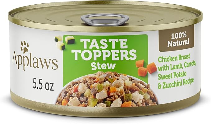 Applaws Taste Toppers, Grain-Free Dog Food Topper, Limited Ingredient, Chicken & Lamb Stew with Carrot, Courgette & Sweet Potato (12 x 5.5oz Cans)