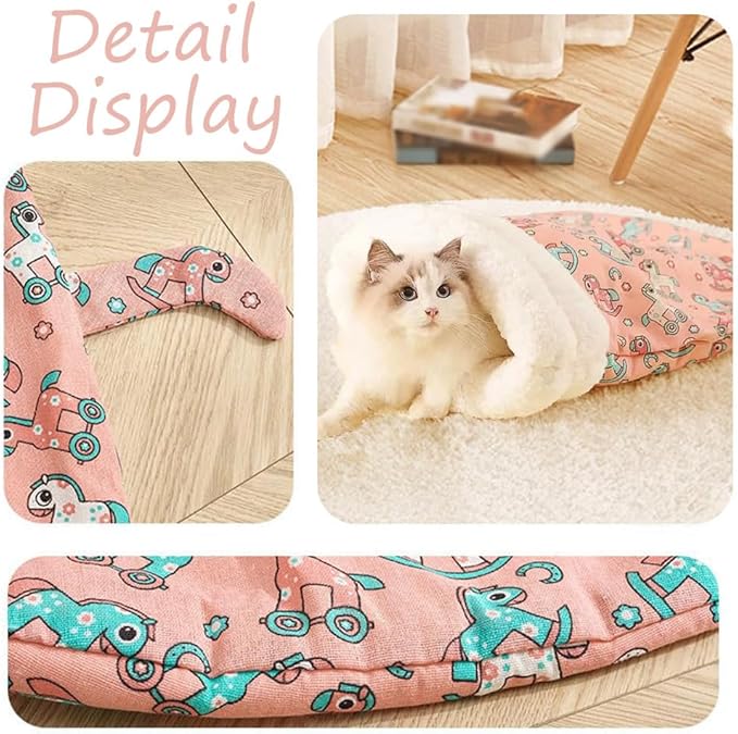 2PC Cat Sleeping Bag for Indoor Cats,Cat Sleeping Bag,Cozy Pet Nest for Cats, Winter Washable Wrap Pet Snuggle Sack for Kitten Puppy(Blue+Yellow)