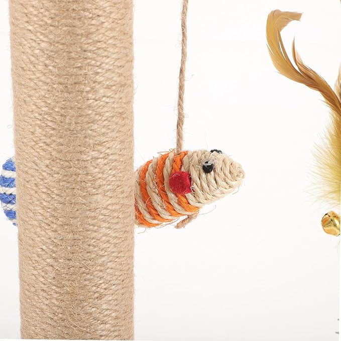 HEMOTON Cat Scratching Post Sisal Solid Wood Small Cat Scratcher Sturdy Indoor Kitten Scratch Random Color