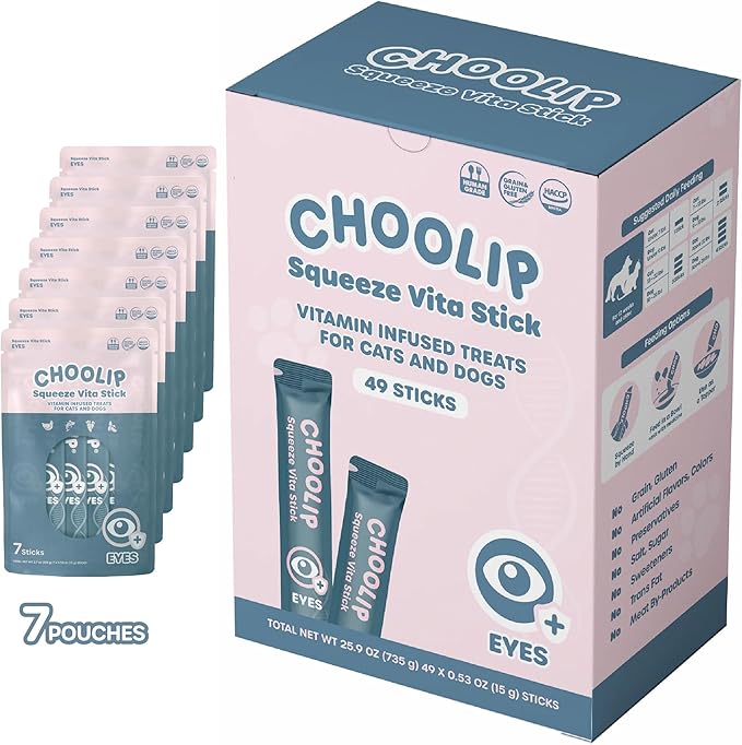 Choolip Bundle | Berry Good Milk 10pk Vitamin-Infused + 49pc Eye Health Squeeze Vita Sticks with Essential multivitamins [Both Products are for Cats & Dogs of All Life Stages]