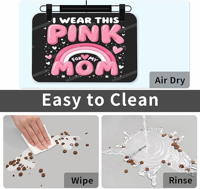 Pet Feeding Mat Happy Mother's Day Pink Gift Mom U Absorbent Pet Placemat for Food Water Bowl with Waterproof Rubber Backing 18X12In Quick Dry Water Dispenser Mat for Dog Cat