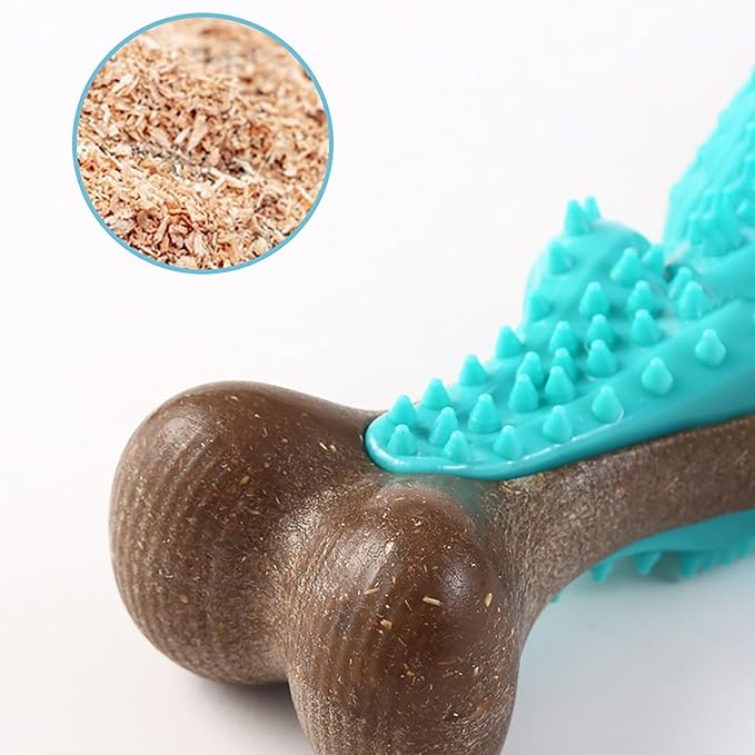 𝐷𝑢𝑟𝑎𝑏𝑙𝑒 Dog Chew Toys for Large Aggressive Chewers Indestructible Bone-Shaped Dental Chew TPR Rubber with Wood Fiber Core Teething Teeth Cleaning Long-Lasting Interactive Pet Supplies