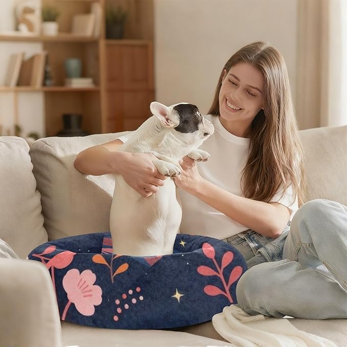 Pet Cat Bed Anti-Slip fluffier Dog & Cat Cushion for Extra Small Size Pets Supplies Puppy Night Floral