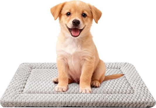 Dog Bed Mat, Reversible Dog Crate Pad - Comfortable Kennel Mat for Dogs & Cats, Machine Washable Dog Bed Suitable for Kennel, Cage or Home Travel（Light Brown, 24" L*18" W*1.5" Th