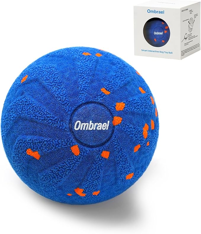 Ombrael Smart Interactive Dog Ball, Automatic Moving Bouncing Spinning Ball, Chew-Resistant & Washable E-TPU Rubber Toy for Medium Large Dogs