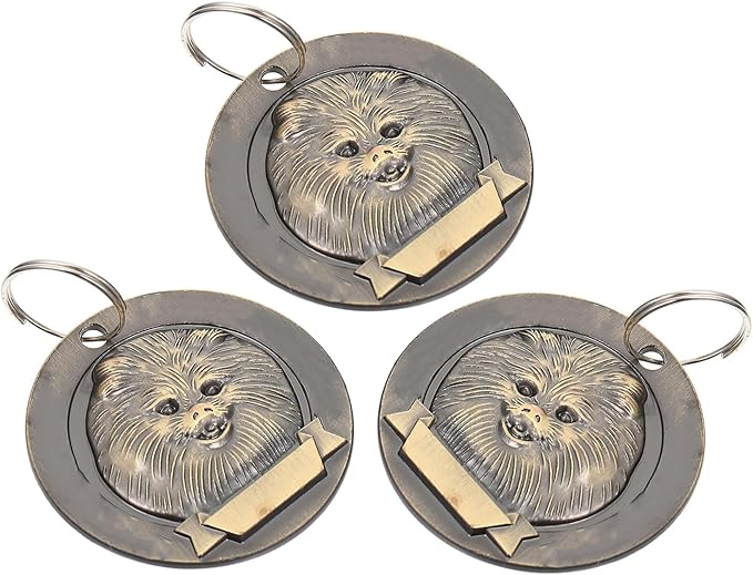 3pcs Vintage Zinc Alloy Pet Id Tags Dog Name Charms for Pomeranian with Engraved Dog Supply Collar Accessories
