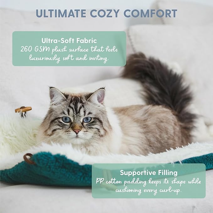 The Cat Ladies Self Warming Heated Cat Bed - Heated Outdoor Kitten Bed - Non Electric Heating Pad - for Indoor and Outdoor Cats - Reversible Comfortable Design - Dark Green