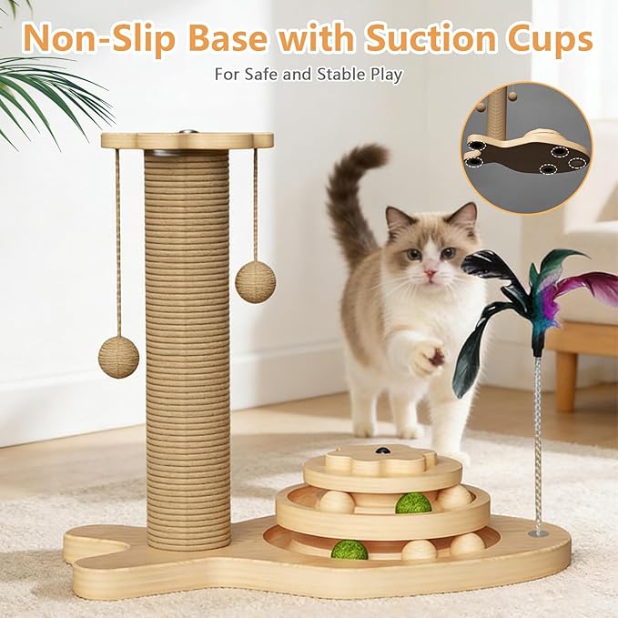 Cat Scratching Post,Cat Scratcher Kitten Toys for Indoor,16.92" Tall Scratching Post for Cats with Dangling Ball,Cats Scratch Post Interactive Toy for Kittens Adults Cats