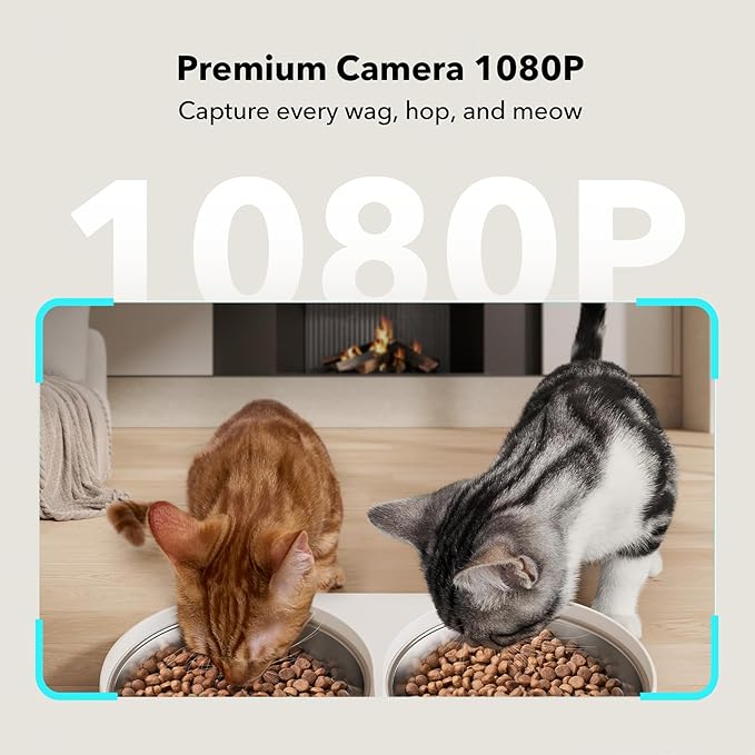 Bundle of PETLIBRO Automatic Cat Feeder with Camera for 2 Cats (Dual Tray, White) and 6 Packs Pet Food Desiccant Bag