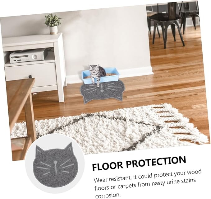 DOITOOL 3 Pcs Non-Slip Cat Litter Mat Pet Litter Tracking Mat for Cat Large Cat Feeding Pad