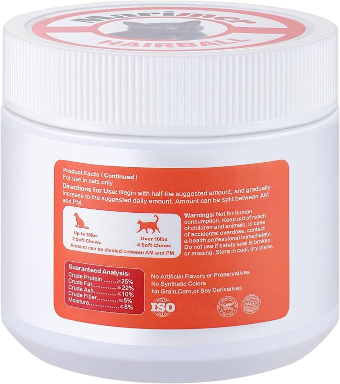 Hairball Control Chews for Cats – Psyllium Husk, Lecithin, Omegas 3-6-9, Zinc & Biotin – Digestive & Skin Support for Hairball Reduction – Soft Chews, Chicken Flavor, 100 Count