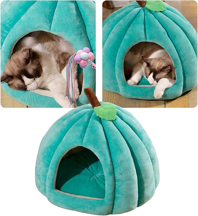 Peiiwdc Detachable Pet Bed Kitten Puppy Dog Cave Cartoon Pumpkin Pet Detachable Cushion Nest Supplies Cave Washable