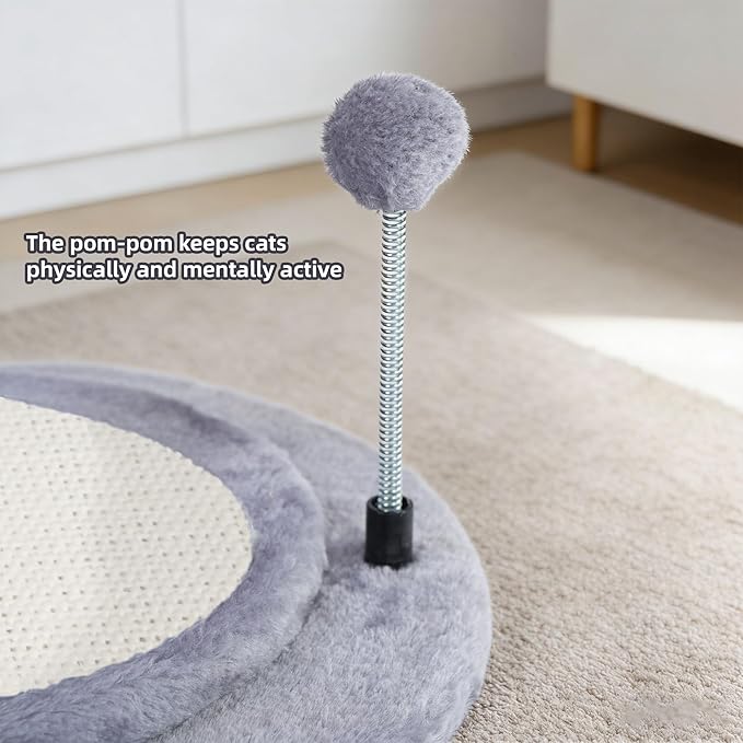 YUNIQUE Cat Scratching Post with Sisal Rope, Small Cat Tree with Dangling Balls & Feather for Kittens (Grey, 22.8'')