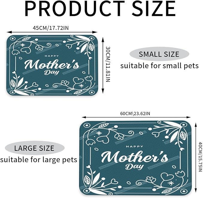 Pet Feeding Mat Absorbent Dog Mat for Food and Water Bowl Dog Accessories Happy Mother's Day Floral Gift for Mom Jn Pet Supplies Dogs Quick Dry Cat Water Dispenser Mats 18X12In