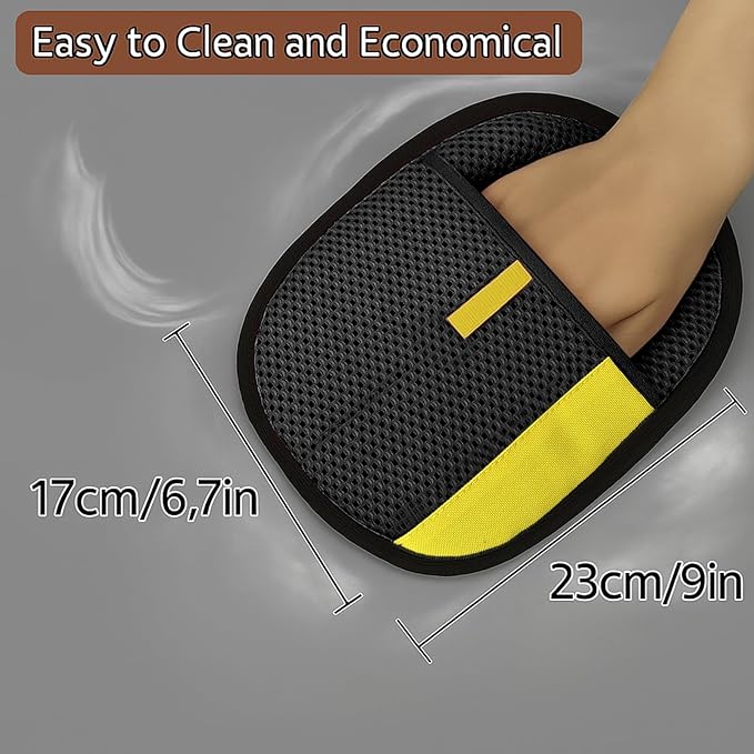 2pcs Set Pet Hair Remover Glove, Grooming Gloves for Dogs and Cats,Reusable Cat & Dog Hair Remover for Couch Furniture+Free Comb (Black)