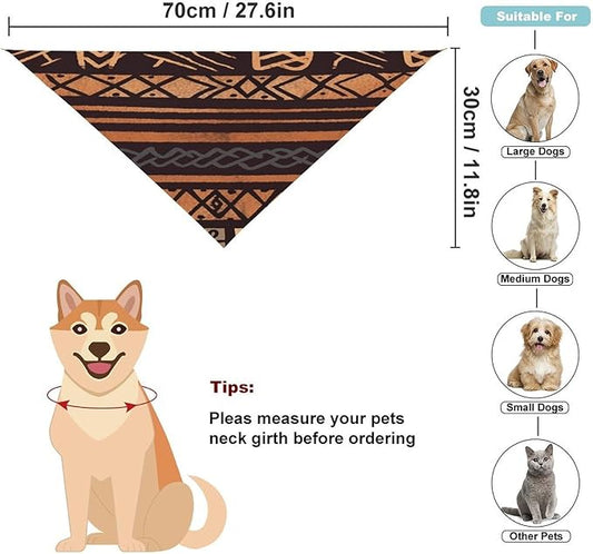Dog Bandana Spring Pet Scarf Adjustable Triangle African Mud Cloth Tribal Printing Dog Bib Washable Polyester Puppy Bandana for Small Medium Large Dogs Cat Birthday Party Supplies