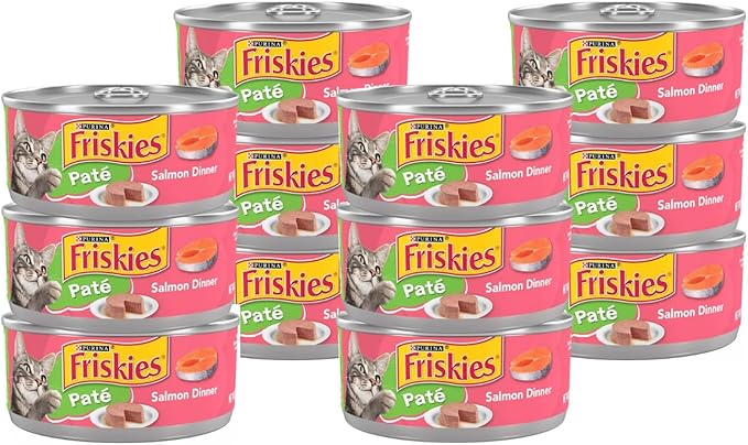Friskies Purina Salmon Dinner Pate Wet Cat Food 5.5 Ounce (Pack of 12)