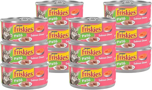 Friskies Purina Salmon Dinner Pate Wet Cat Food 5.5 Ounce (Pack of 12)