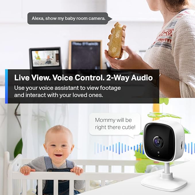 Tapo 2K Indoor Wired Security Camera - Works as a Baby Monitor & Pet Camera, Person/Motion/Baby Cry Detection, 2-Way Audio, Siren, Subscription-Free Local Storage or Optional Cloud, C110P4 (4-Pack)